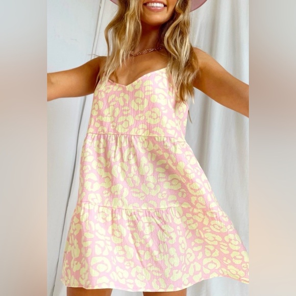 Show Me Your MuMu Dresses & Skirts - Show Me Your Mumu Caroline Mini Dress Lemonade Cheetah, size M, like new!